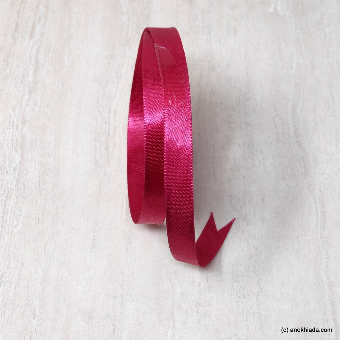 Anokhi Ada 12.5mm (Half inch) Dark Pink Double Side Satin Ribbon (Ribbon-047)