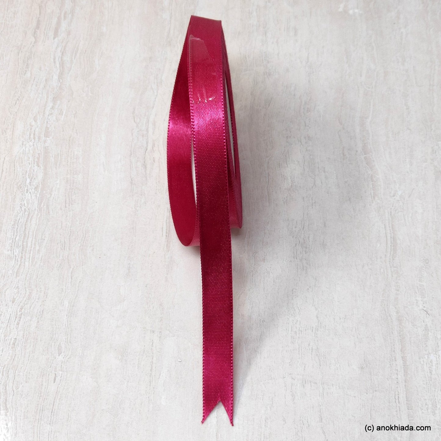Anokhi Ada 12.5mm (Half inch) Dark Pink Double Side Satin Ribbon (Ribbon-047)