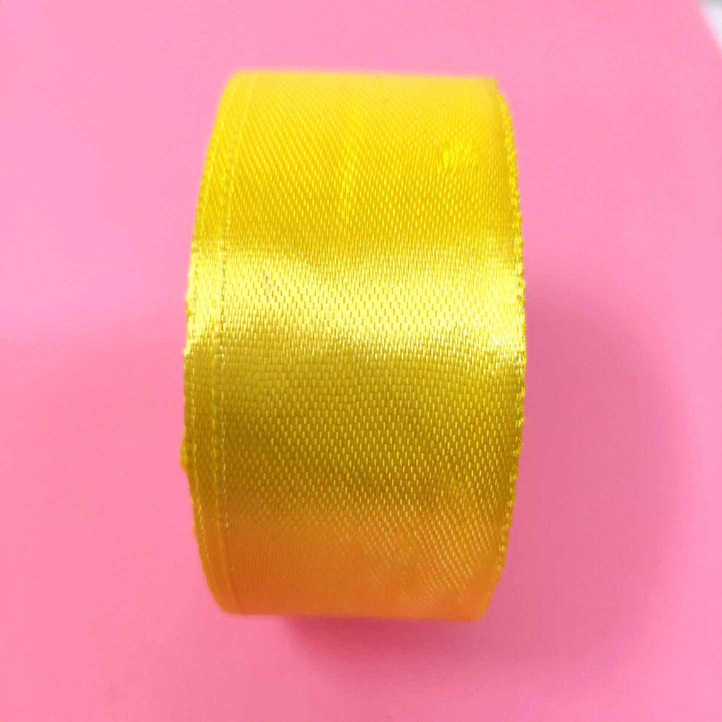 25mm (1 inch) Yellow Satin Ribbon (004)