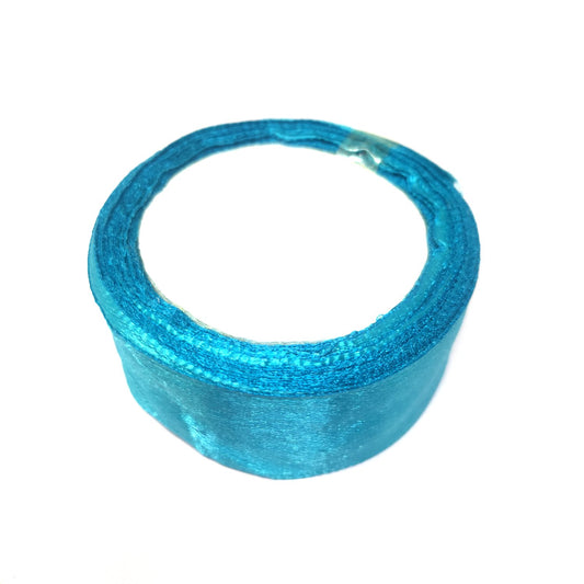 25mm (1 inch) Blue Satin Ribbon (005-f)