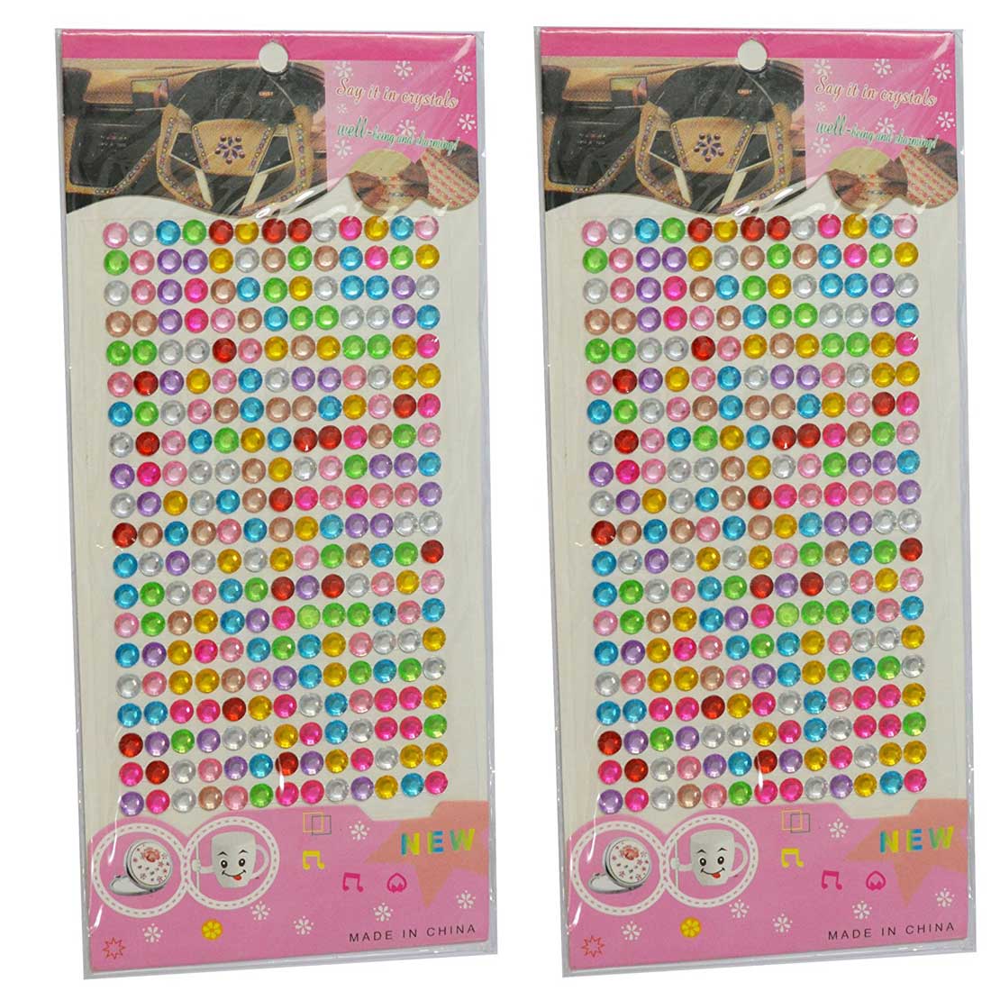 6 mm Multi colour Crystal Stickers ( Combo of 2 Sheets)-013 - Anokhiada.com