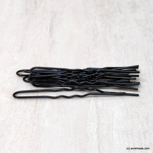 Anokhi Ada Black 6.5 cm long Juda Pins for Girls and Women (Combo of 30 U Pins-002)