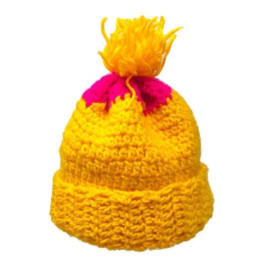 Anokhi Ada Yellow Handmade Knitting Woolen Baby Caps (YA-04) - Anokhiada.com