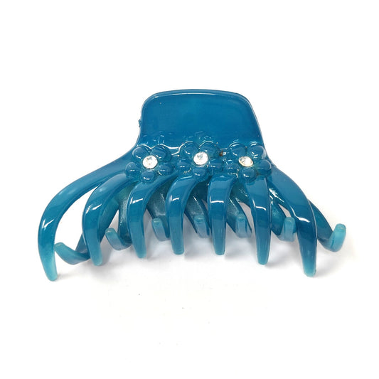 Rhinestone Studded Large Unbreakable Plastic Hair Clutcher for Girls and Women (Navy Blue, ZA-26B)