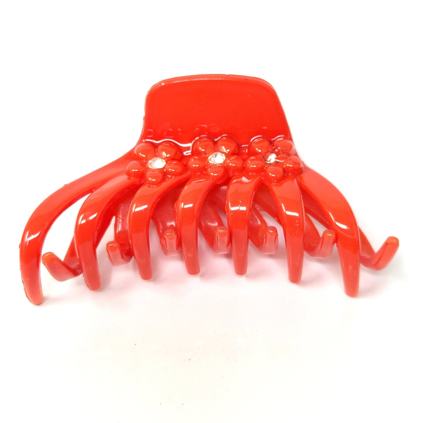 Rhinestone Studded Large Unbreakable Plastic Hair Clutcher for Girls and Women (Orange, ZA-26C)