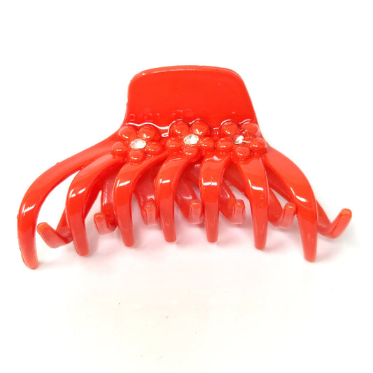 Rhinestone Studded Large Unbreakable Plastic Hair Clutcher for Girls and Women (Orange, ZA-26C)