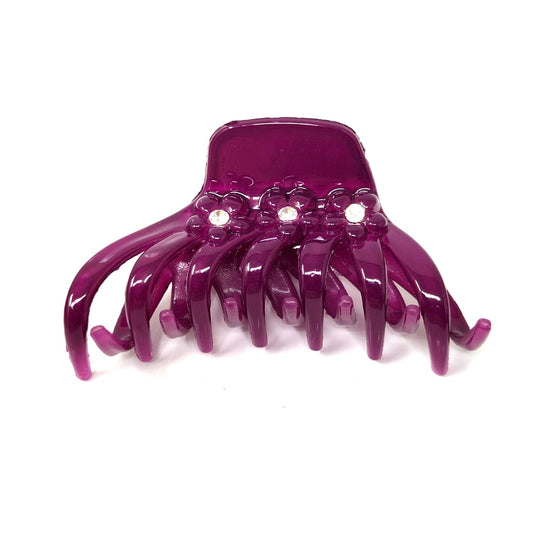 Rhinestone Studded Large Unbreakable Plastic Hair Clutcher for Girls and Women (Purple, ZA-26E)