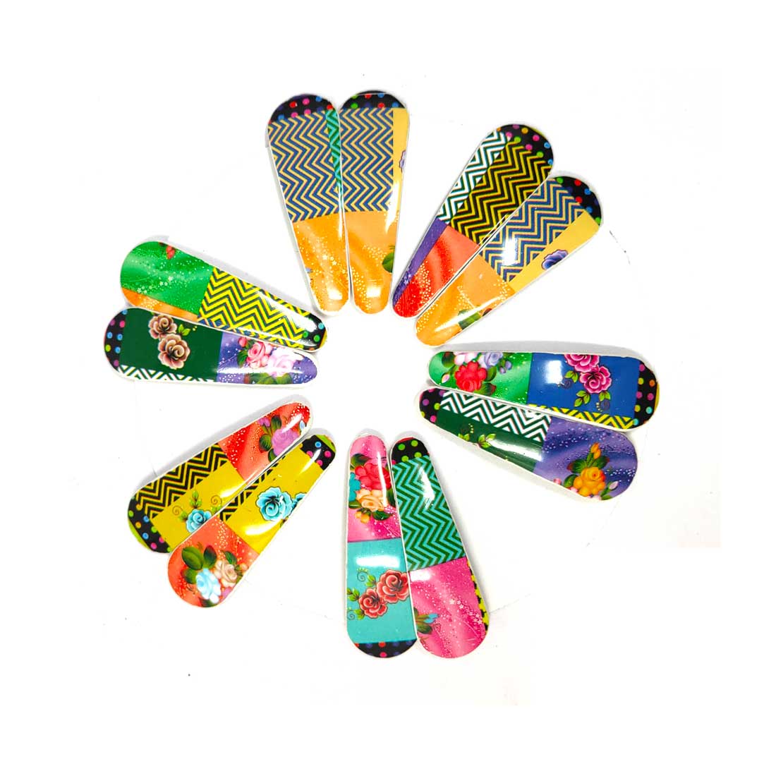 Anokhi Ada Multi-Colour Floral Designing Plastic on Metal Tik-Tak Hair Clips for Girls and Women-(ZB-04, Set of 12 Tik-Tak Hair Clips)