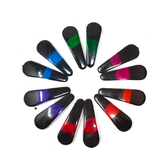Anokhi Ada Colour full Strips on Black Plastic on Metal Tik-Tak Hair Clips for Girls and Women-(ZB-06, Set of 12 Tik-Tak Hair Clips)