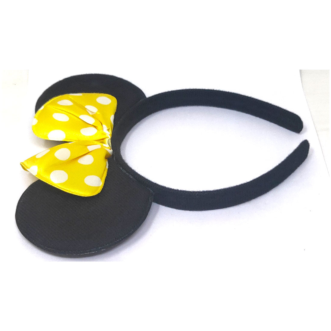 Anokhi Ada Velvet on Plastic Yellow Dotted Bow Hairband/Headband for Baby Girls and Girls (ZC-23)