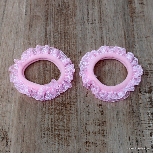 Anokhi Ada Baby Pink Hair Tie/Ponytail Holder for Girls and Women ( 2 Pcs, ZG-07a )