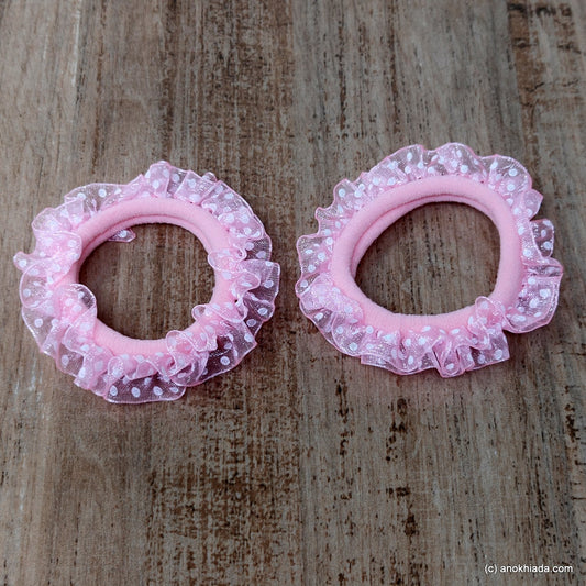 Anokhi Ada Baby Pink Hair Tie/Ponytail Holder for Girls and Women ( 2 Pcs, ZG-07b )