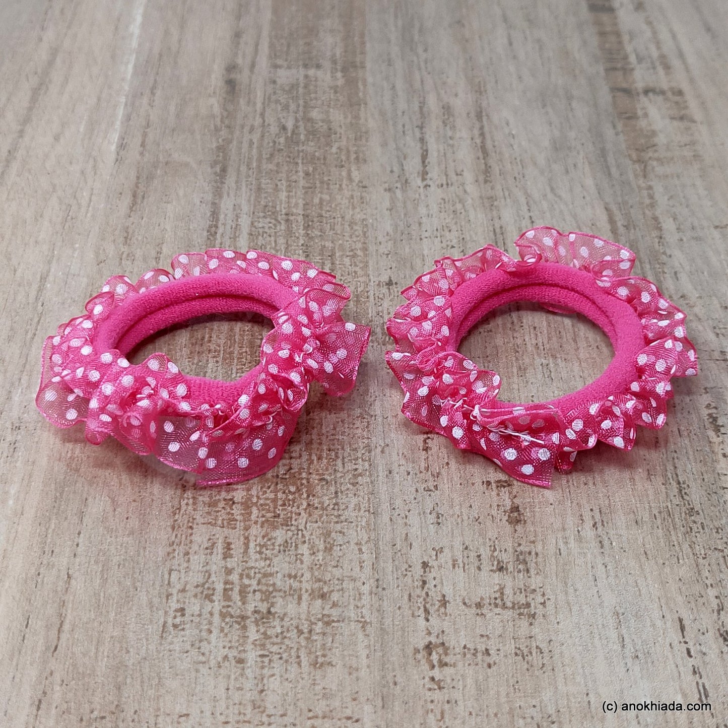 Anokhi Ada Pink Hair Tie/Ponytail Holder for Girls and Women ( 2 Pcs, ZG-10 )