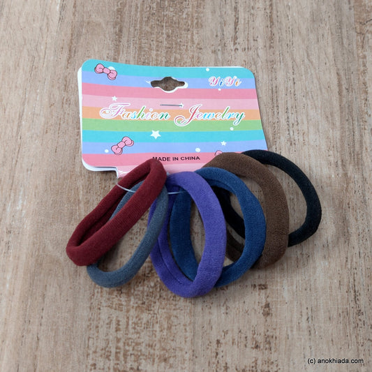 Anokhi Ada Hair Ties/ Hair bands for Girls and Women (ZG-15 Ponytail Holders, 6 Pcs Assorted Colour Rubber)