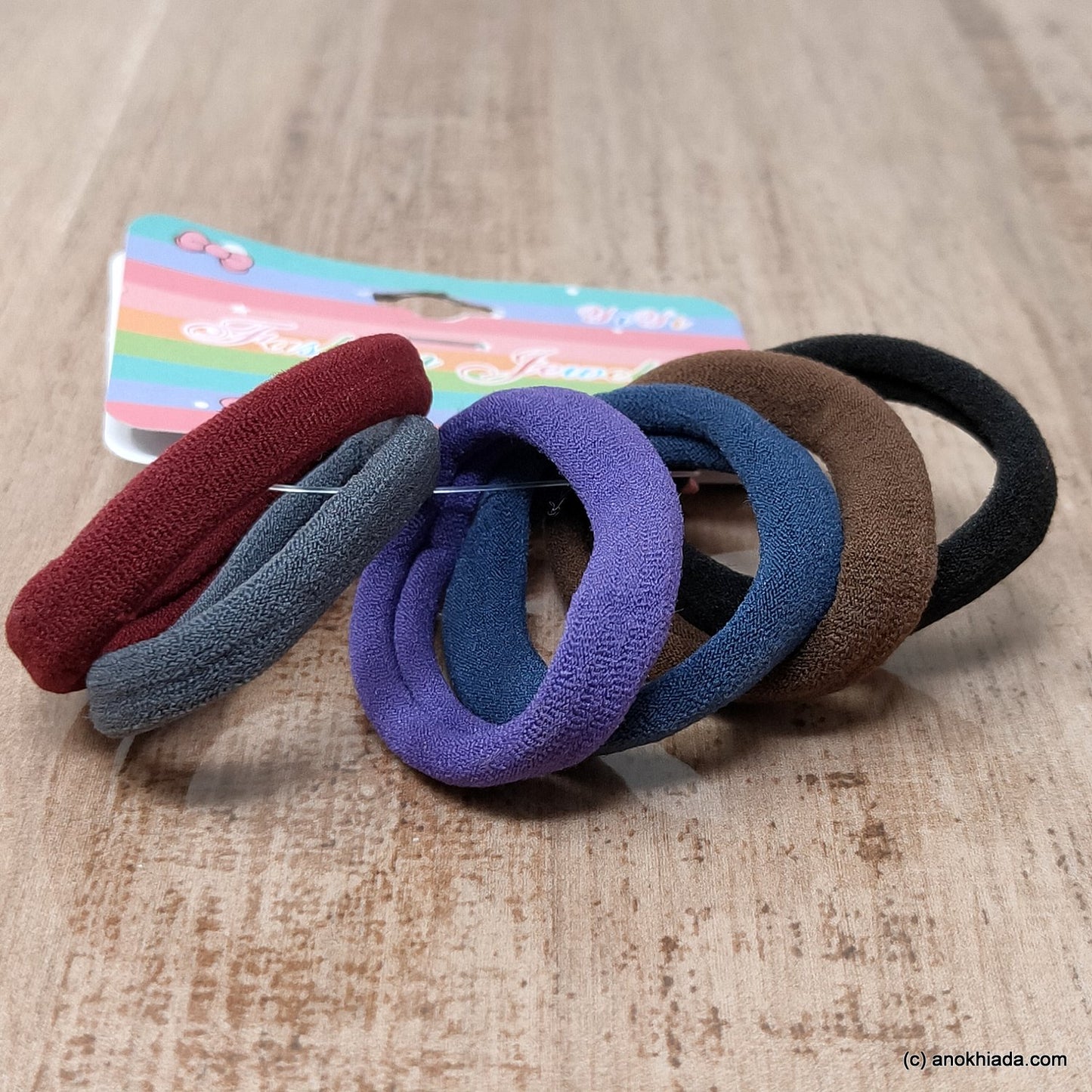Anokhi Ada Hair Ties/ Hair bands for Girls and Women (ZG-15 Ponytail Holders, 6 Pcs Assorted Colour Rubber)