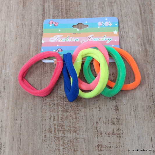 Anokhi Ada Hair Ties/ Hair bands for Girls and Women (ZG-16 Ponytail Holders, 6 Pcs Assorted Colour Rubber)
