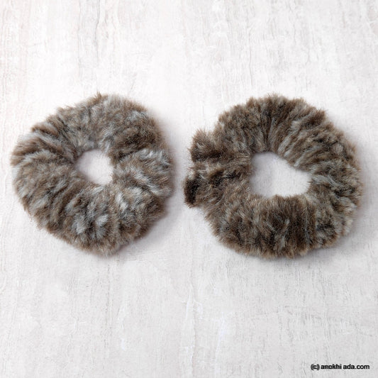 Anokhi Ada Multi- Colour Small Fur Scrunchie for Girls and Women ( 2 Pcs, ZG-36 )