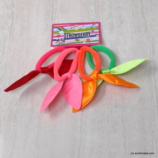 Anokhi Ada Hair Ties/ Hairbands for Girls and Women (ZG-41c Ponytail Holders, 4 Pcs Assorted Colour Rubber)
