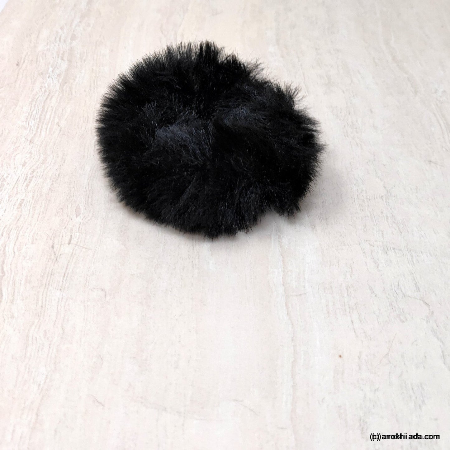 Anokhi Ada Black Fur Scrunchie for Girls and Women (ZG-45 Scrunchie)