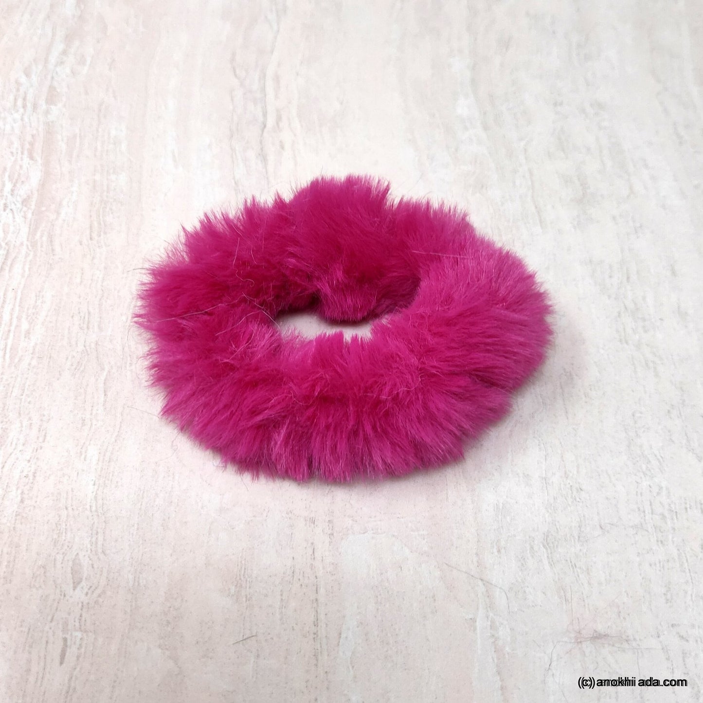 Anokhi Ada Pink Fur Scrunchie for Girls and Women (ZG-48 Scrunchie)
