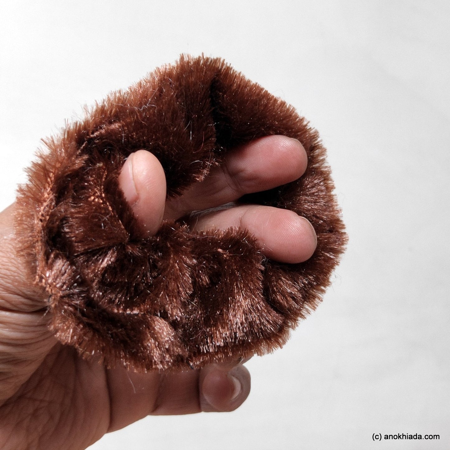 Anokhi Ada Brown Small Fur Scrunchie for Girls and Women ( 2 Pcs, ZG-72 )