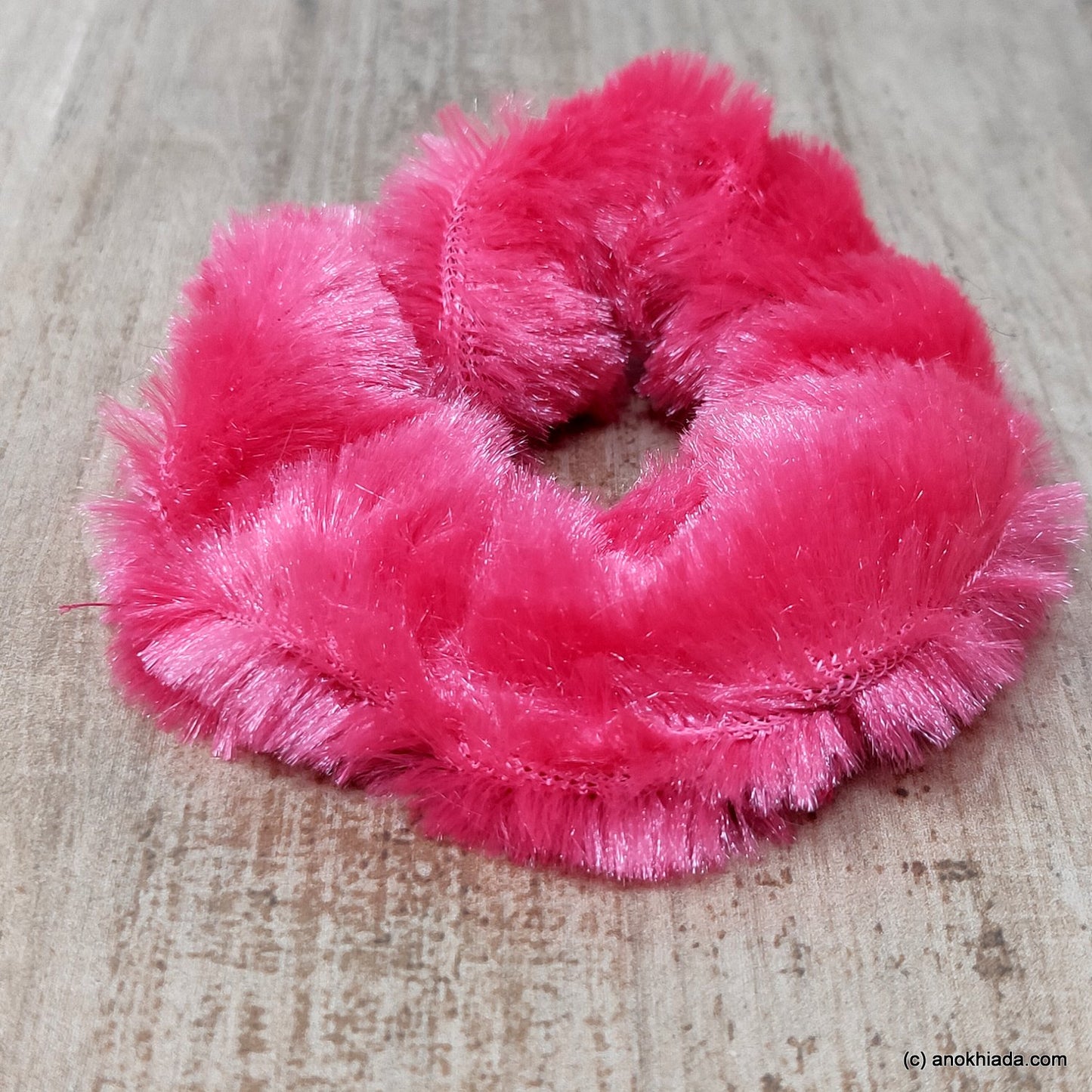 Anokhi Ada Pink Small Fur Scrunchie for Girls and Women ( 2 Pcs, ZG-75 )