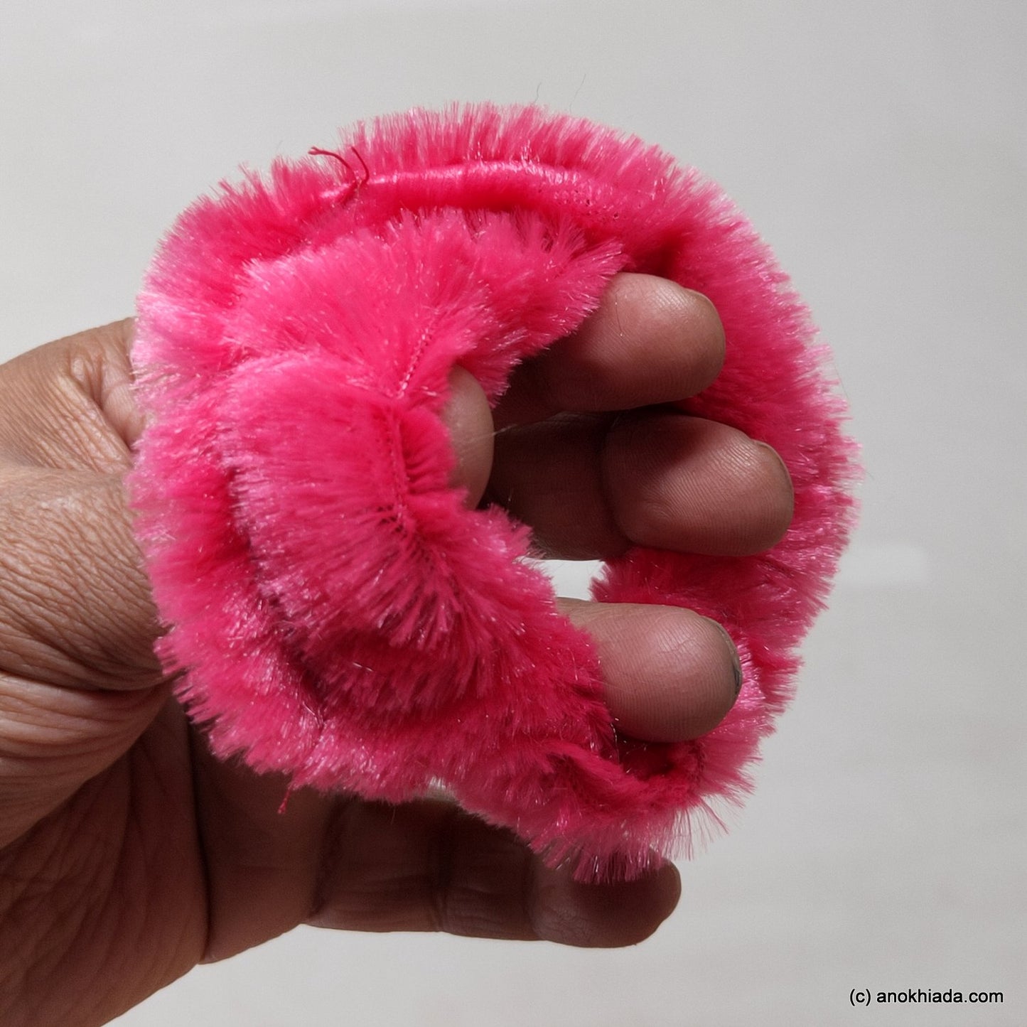 Anokhi Ada Pink Small Fur Scrunchie for Girls and Women ( 2 Pcs, ZG-75 )
