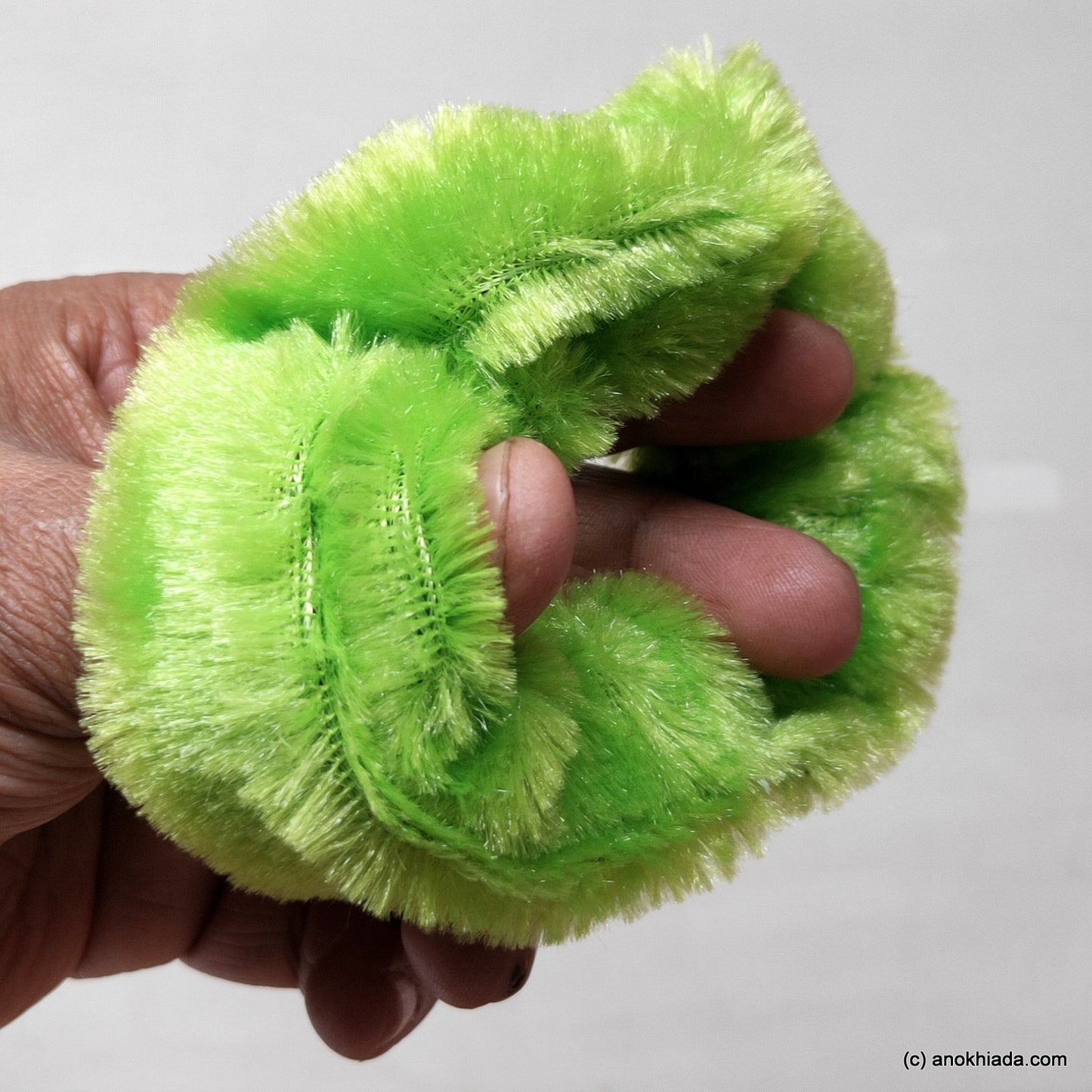 Anokhi Ada Green Small Fur Scrunchie for Girls and Women ( 2 Pcs, ZG-76 )