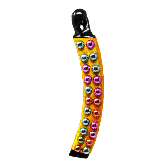 Anokhi Ada Handmade Pearl Banana Hair Clip for Girls and Women (Yellow with Multi-Colour Pearls)-ZI-07