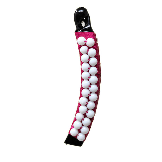 Anokhi Ada Handmade Pearl Banana Hair Clip for Girls and Women (Dark Pink)-ZI-08