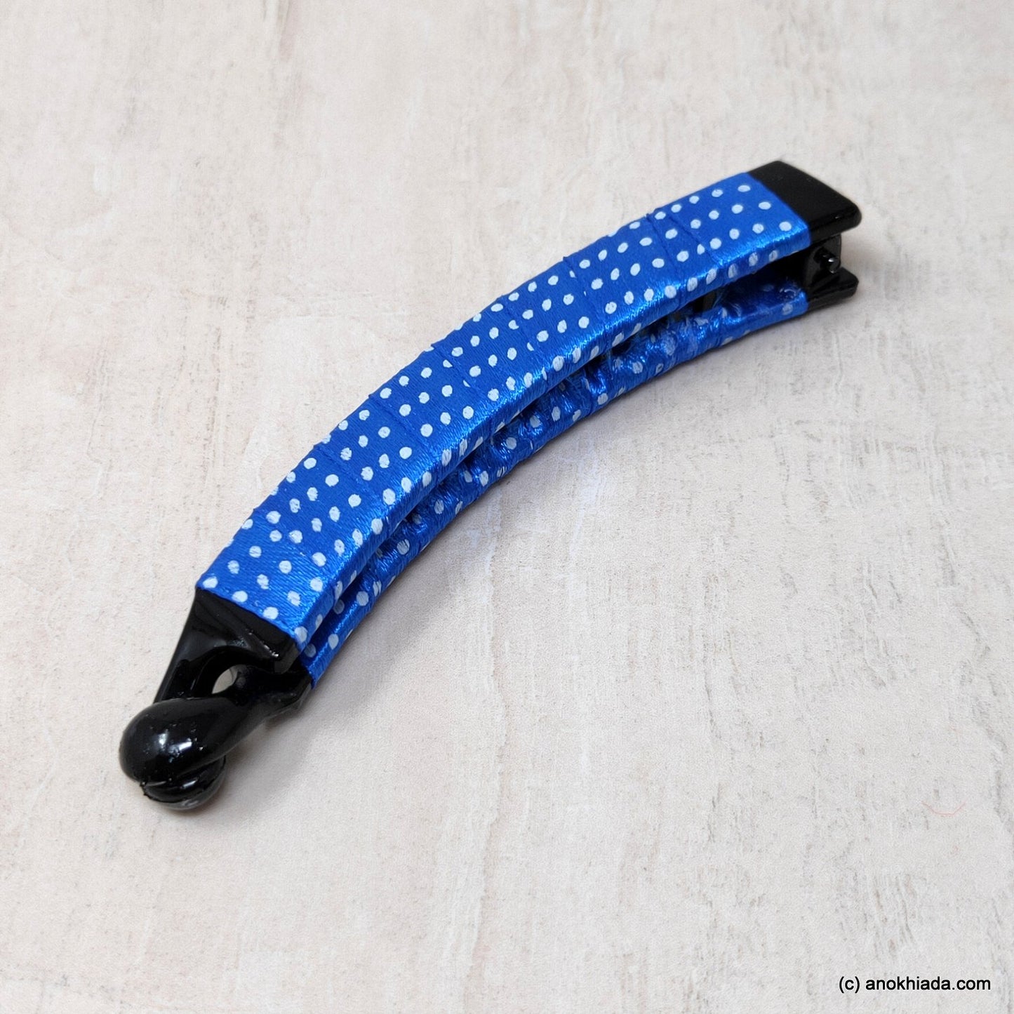 Anokhi Ada Handmade Dot Print Ribbon Wrap on Banana Hair Clip for Girls and Women (Violet)-ZI-24