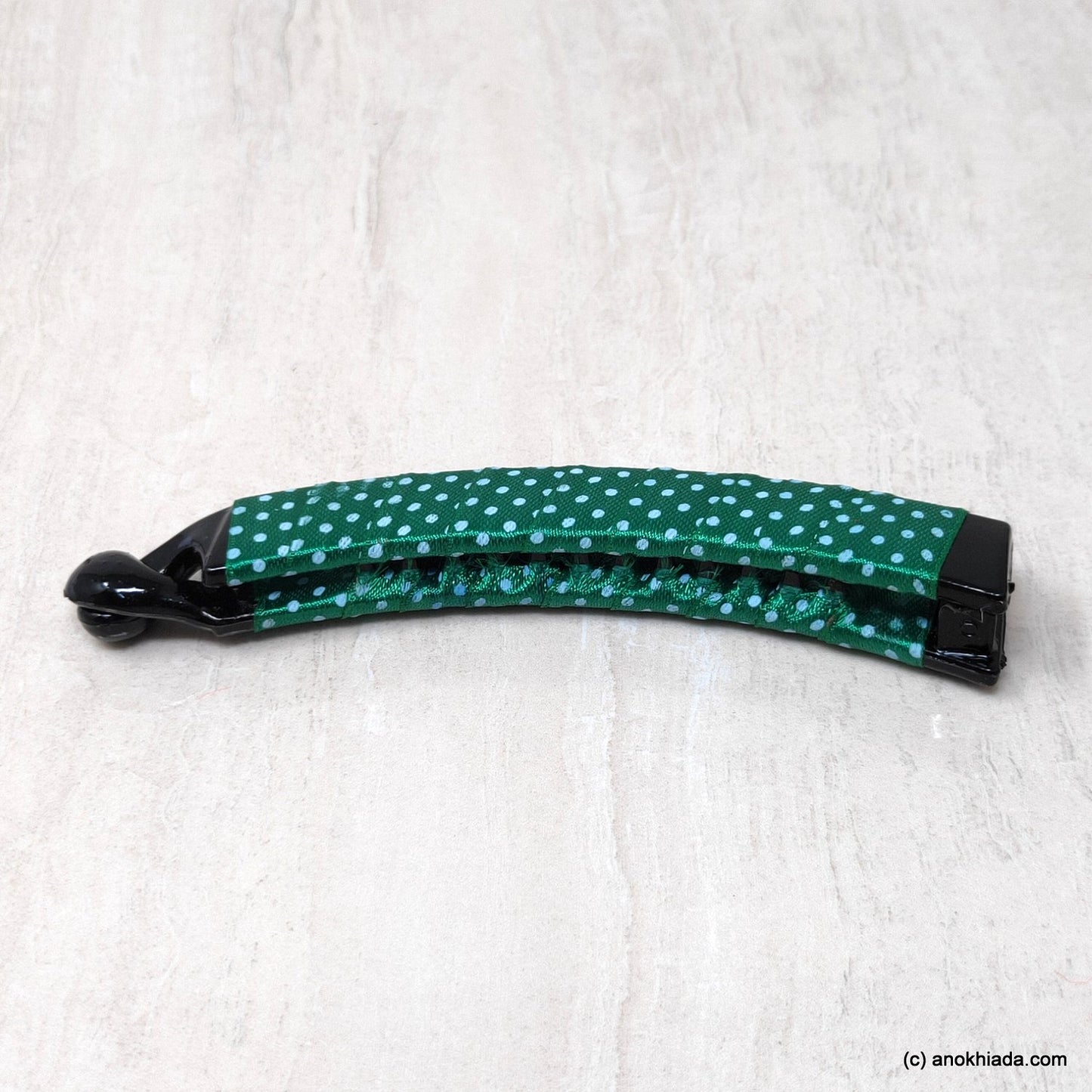 Anokhi Ada Handmade Dot Print Ribbon Wrap on Banana Hair Clip for Girls and Women (Green)-ZI-29