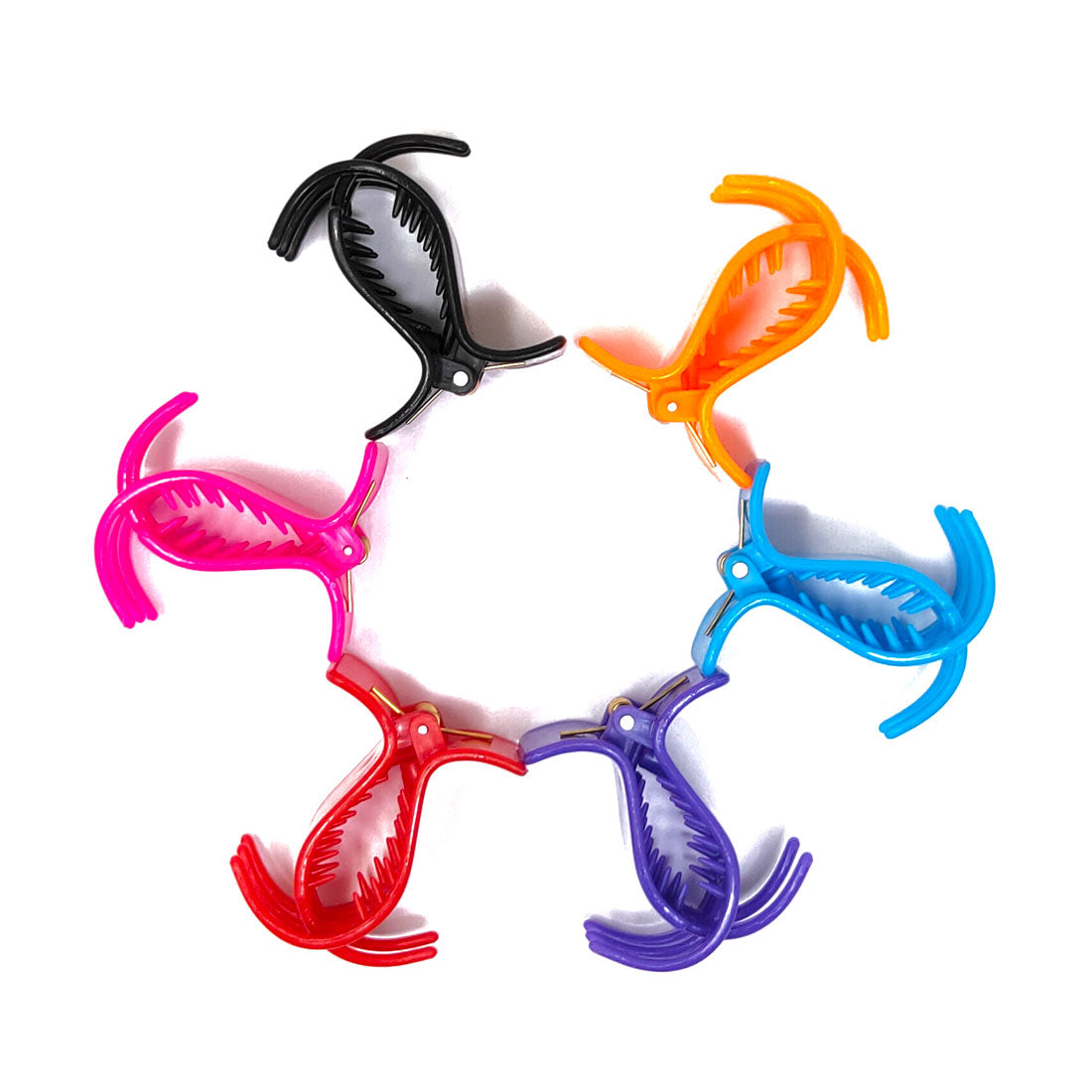 Anokhi Ada Plastic Hair Clutcher/Hair Claw for Girls and Women (Combo of 6 Hair Claws-Assorted Colours)-Z J-01