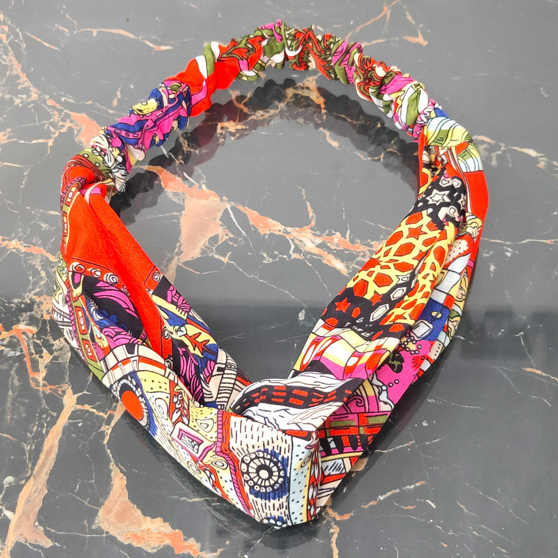 Anokhi Ada Multi-Colour Printed Fabric Soft Headband for Girls and Women (ZK-09)