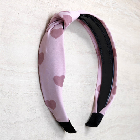 Anokhi Ada Heart Print Fabric Knot Headband for Girls and Women (ZN -13)
