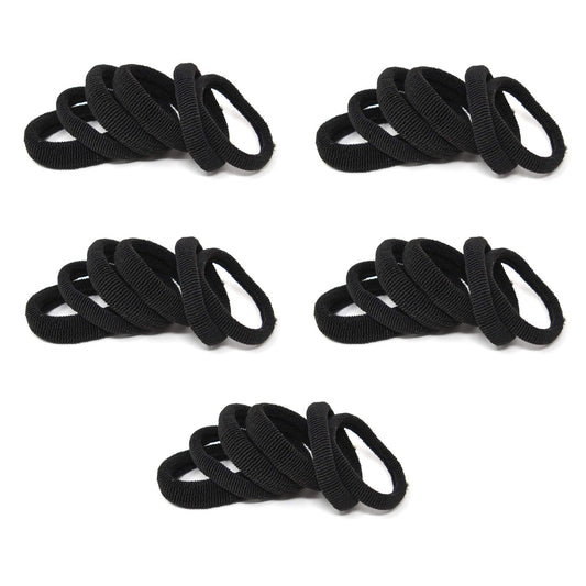 Anokhi Ada Ponytail Holder / Hairband for Girls and Women (Black; Pack of 30 Hairbands) - ZZ-01